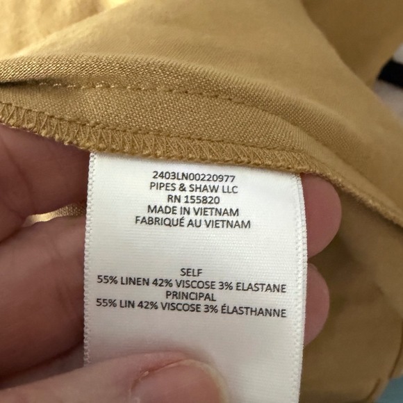 Veronica Beard Shirt Dress 10 Tan Midi Linen Blend Stretch Modest Work Elegant - Picture 10 of 12